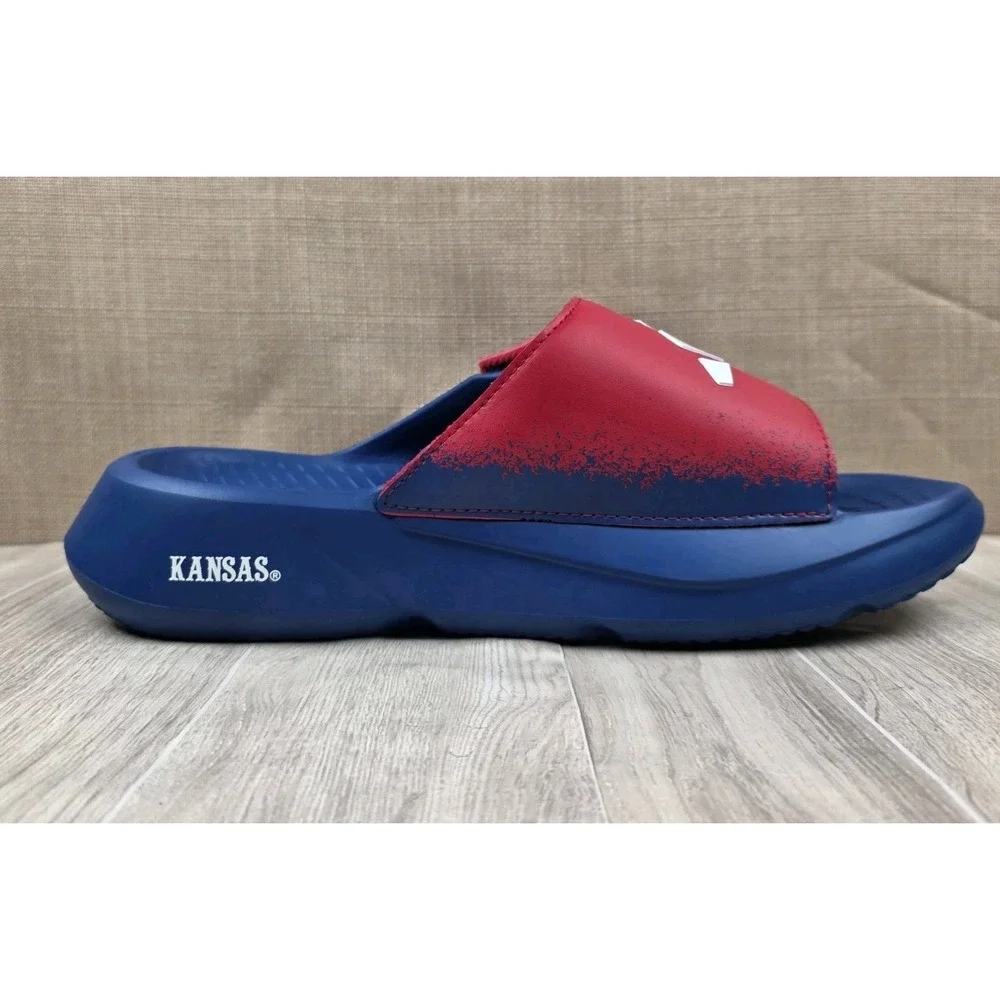 adidas X NCAA Lightblaze Slides Kansas Jayhawks Royal Red Blue Men's Size 7